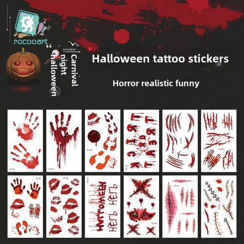 Calcomanías Tatuajes Halloween Rc320 105x60mm Nuevas