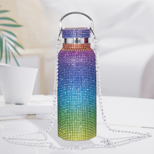 Frasco De Vacío De Diamante De 500 Ml Con Cadena, Arcoíris