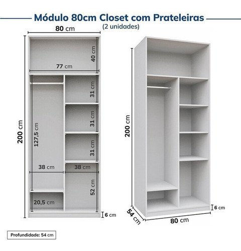 Guarda-roupa Modulado 3 Peças Jade Cabecasa Db