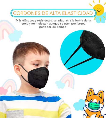Imagen 2 de 10 de Kn95 Niños Cubrebocas Tapabocas Mascarilla Infantil 5 Capas