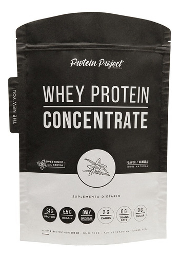 Natural Whey Protein Project Concentrate 908grs Stevia Sabor Vainilla