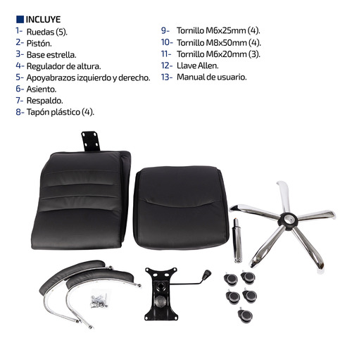 Silla Oficina Escritorio Ejecutiva Ergonomica Reclinable Negro Cuero Vinipiel (Reacondicionado)