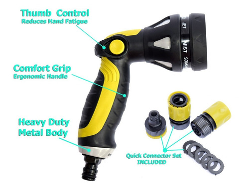 Pistola De Riego 8 Funciones Con Kit De Conexiones. 10 Dls