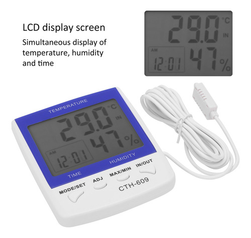 Medidor De Temperatura E Umidade Digital Thermo Hygro Cth609
