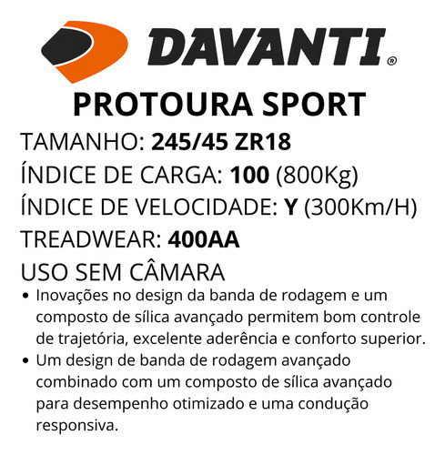 Pneu 245/45zr18 Protoura Sport Xl Tl 100y Davanti Aro 18