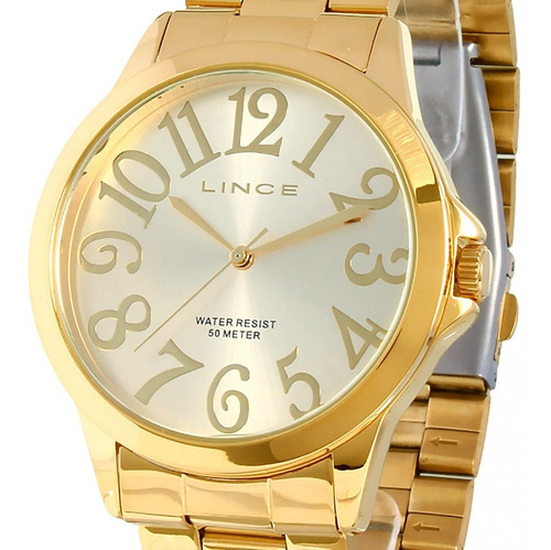Relógio Pulsodourado Lince Original A Prova D'água Cor da correia Dourado Cor do bisel Dourado Cor do fundo Dourado