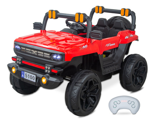 Coche Camioneta Eléctrica Estilo 4x4 Todo Terreno Aux Usb Color Rojo