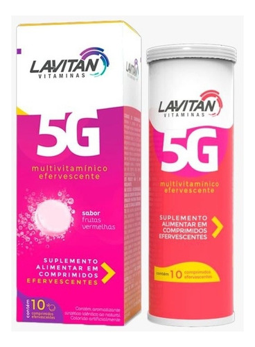 Lavitan 5g Sabor Frutas Vermelha 10 Comprimidos Efervescente Sabor Frutas Vermelhas