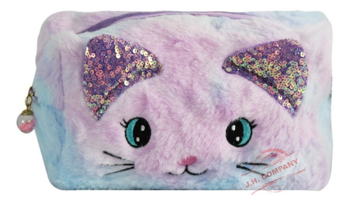 Imagen 1 de 10 de Bolsa Afelpada Bordado Gato Kawaii Crossbody Cadena 12058