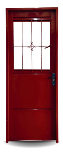 Puertas Económicas Con Vidrio Puesto , Exterior Roja 78x198