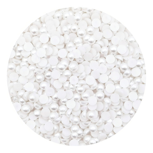 Cuentas De Perlas Planas Para Joyas Arte De Uñas Diy Color Blanco Diámetro 8 Mm