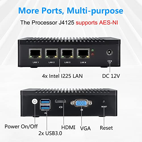 Dispositivo Vnopn Micro Firewall, 4 Puertos Lan Intel I225 D