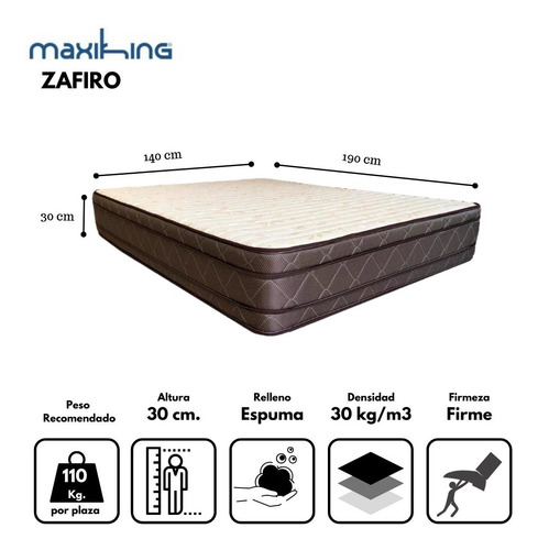 Imagen 3 de 10 de Colchón + Sommier Espuma Firme 2 Plazas 140x190 30cm 110kg