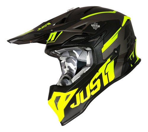 Casco Cross Just1 J39 Stars Negro Fluo Titanio Mate