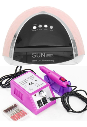 Combo Cabina Uv/led Sun 268w Tactil + Torno De Uñas