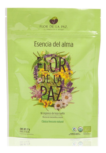 Manzanilla+menta Orgánica Flor De La Paz Hoja Suelta 27 G