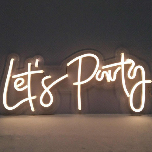 Cartel Luces Led Frase Lets Party