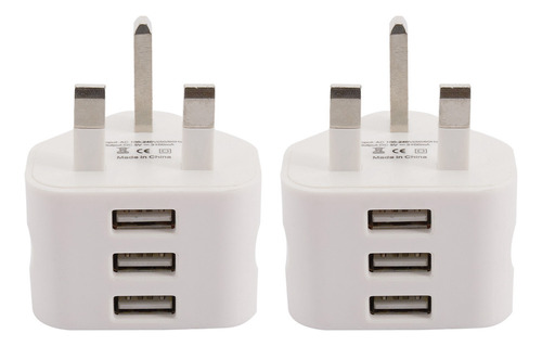 2 Adaptadores De Cargador De Pared Usb Universal De 3 Pines