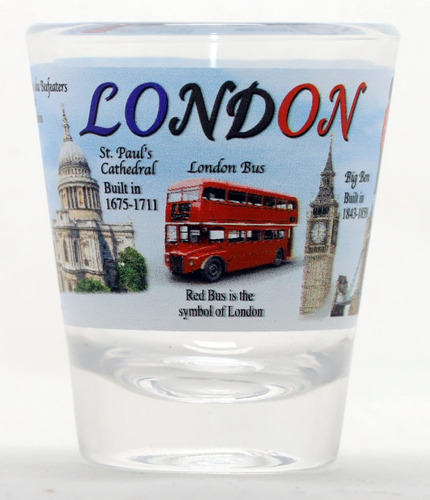 Azul Londr Inglaterra Monumento Collage Vaso Chupito