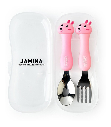 Kit De Tenedor Y Cuchara Para Bebés Con Mango De Plástico De