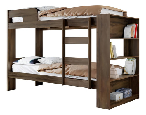 Cama cucheta Wow Moveis Beliche individual color café marrón con diseño de conquista muebles fabricada en mdf