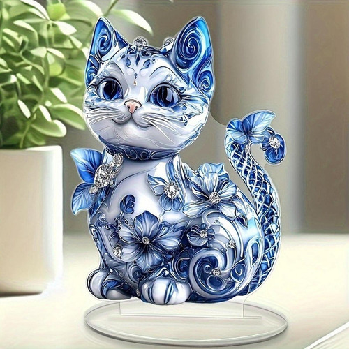 Decoración De Mesa Acrílico De Adornos De Gatito 2d