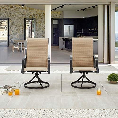 Juego De 2 Sillas Giratorias Para Exteriores Patio Jardin Color Beige