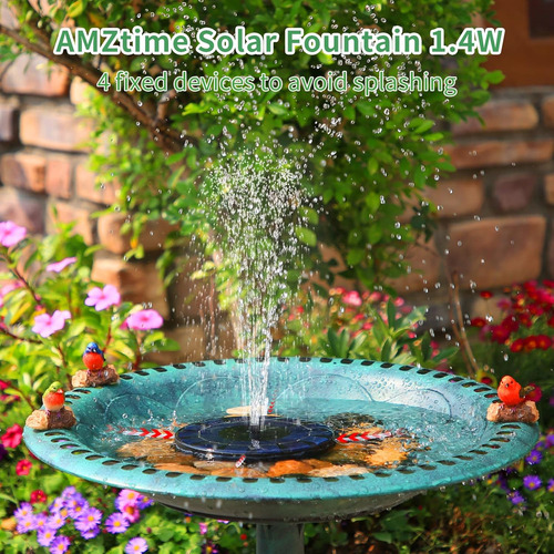 Fuente Solar Para Pájaros Amztime 1.4w Con 4 Varillas Fijas