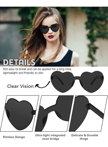 20 Pares Gafas De Sol Sin Montura En Forma De Corazón