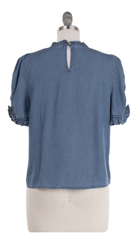 Imagen 3 de 7 de Blusa De Vestir Mezclilla Ligera Manga Corta Holgada Fresca.