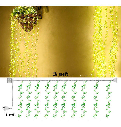 Instalación Lineal Led Enredaderas Hojas Verdes Artificiale 