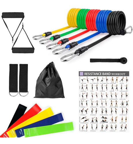 Bandas Elasticas Kit Teratubos Resistencia 16 Piezas Gym