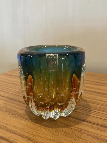 Vaso Porta Pincel Lapis Caneta Murano Cristal São Marcos 10c