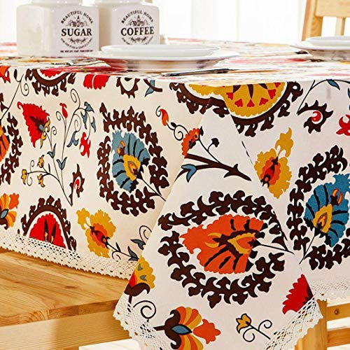 Mantel Vintage Rectangular De Lino Lavable Para Mesa