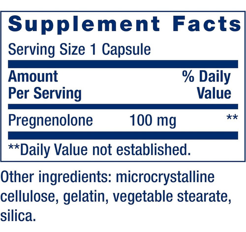 Pregnenolona 100 Mg 100 Cap De Life Extension Sin Sabor