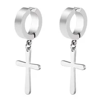 Comprar Aros Piercing Cruz Acero Hombre Mujer Vintage Pendientes 