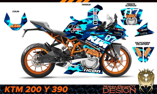 Stickers Rc200 Ktm Graficos  Vinil Laminado Glossy +regalo