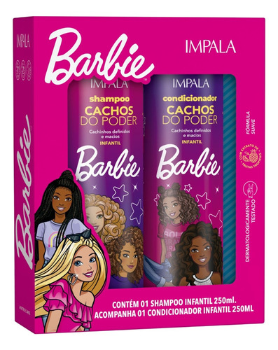 Kit Shampoo Condicionador Cachos Do Poder Barbie Kids Impala