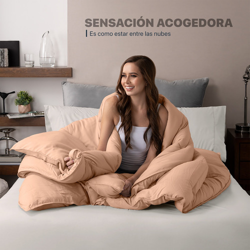 Edredón Esquimal Acolchado Relleno Tipo Down Matrimonial Terracota