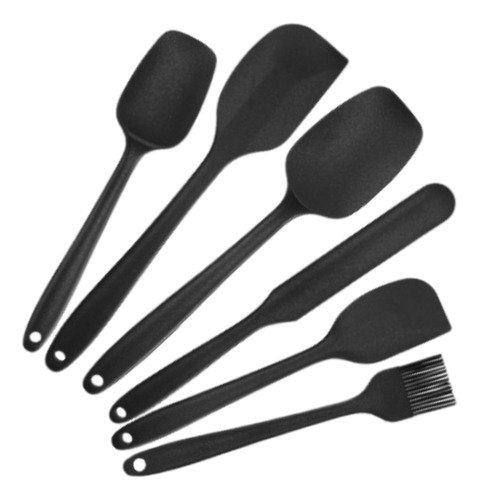 Juego De Espátula De Silicona De 6 Piezas, Espátula Negro