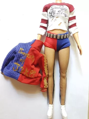 Conjunto Roupa Barbie Arlequina Harley Quinn Esquadrão 2