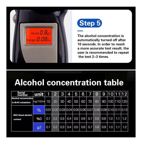 Alcoholímetro Digital Alcotest Detector De Alcohol Portatil