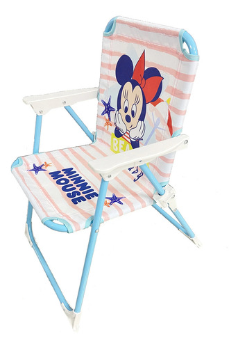 Silla Plegable Infantil Para Playa Con Diseños Minnie Color Celeste