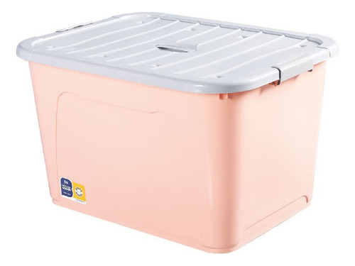 Caja Organizadora De Plástico 64l, Tapa Hermética C/ Ruedas 