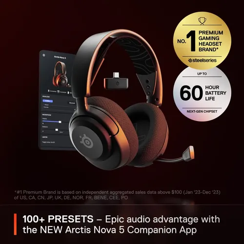 Auriculares Steelseries Arctis Nova 5 Wireless, 60h, Bt Preto