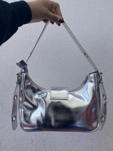 Cartera Mini Bags Metalizada Mujer Plateado