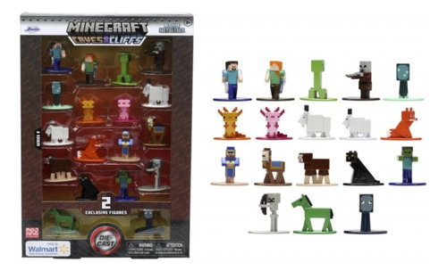 Minecraft Set De Figuras X18 Nano Metalfigs Jada Premium