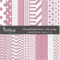 Comprar Kit Imprimible Scrap #03 - Luxo - Rosa Antigo
