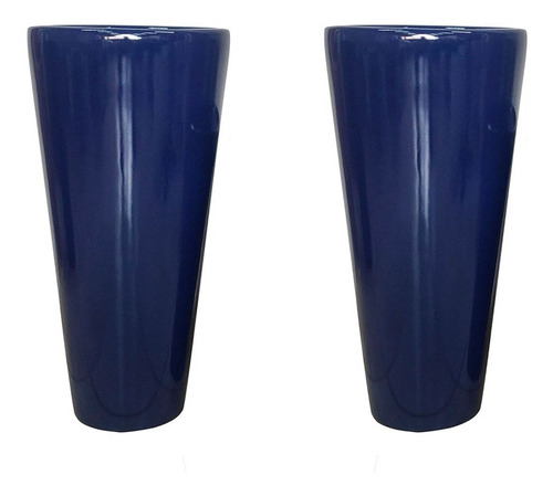 Kit 2 Vasos  Fibra De Vidro Estilo Vietnamita Azul 80cm