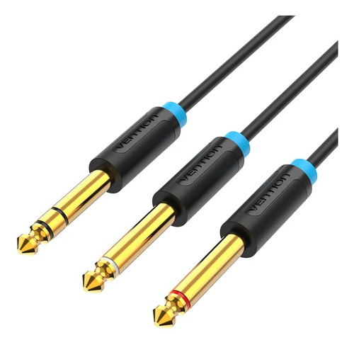 Cable Audio Vention Trs 6.5mm Macho A 2x6.5mm Macho 2m Negro